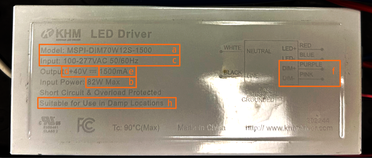 How to read an LED driver label